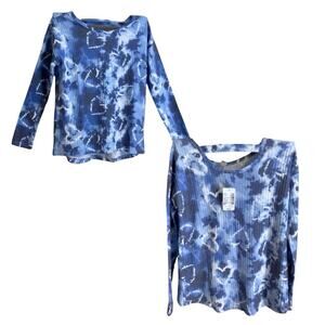 Children’s Place Girls Blue Heart Tie-Dye Long Sleeve Ribbed T-Shirt Size S 5/6